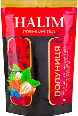 Чай зеленый Halim Клубника с ароматом клубники и черники 80 г 