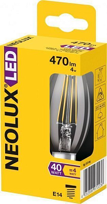 Лампа светодиодная Neolux FIL C37 4 Вт E14 2700 К 220 В прозрачная 