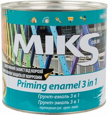 Грунт-эмаль MIKS Color противокоррозионная 3 в 1 графит-серая глянец 2,5кг