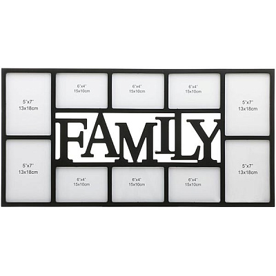 Фоторамка Коллаж Семья 10 шт черная