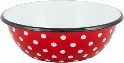 Миска эмалированная 1,5 л Красная полька Idilia