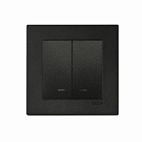 Выключатель кнопочный двухклавишный EXEN Karell с подсветкой черный 290-001402-203