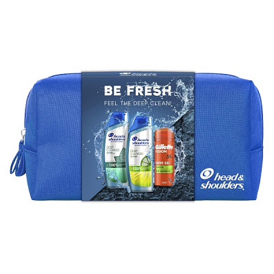 Подарочный набор для мужчин Head & Shoulders Шампунь Глубокая очистка 2х300 мл + Гель Gillette Fusion 75 мл