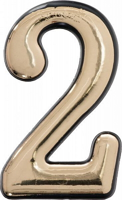 Цифра 2 пластик золотий 50 мм 120479