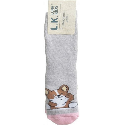 Носки детские Luna Kids № 4. Корги 331005 р.18–20 светло-серый 