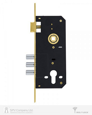 Дверной замок входной Mul-T-Lock 204S PB UNIV BS45мм85мм SP золотой
