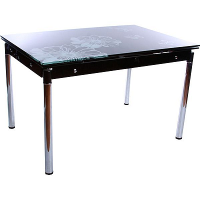 Стол обеденный White flowers стеклянный черный