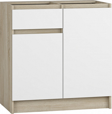 Тумба нижняя с одним ящиком МС Снежана 80х82х46,9 см, белый Грейд