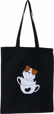Экосумка Кот в чашке 420х350 (600) черный