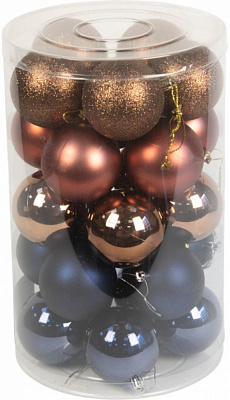 Набор елочных шаров микс сине-розово-золотой d 7 мм 25 шт./уп.