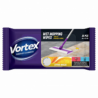 Влажные салфетки для пола Vortex CitrusBreeze 26х22 см 15 шт./уп. белые