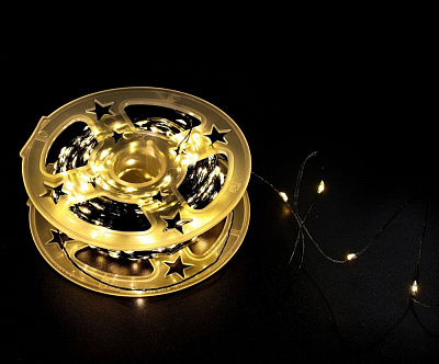 Електрогірлянда лінійна роса на котушці тепла біла світлодіодна (LED) 500 ламп 50 м (QC6007)