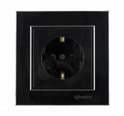 Розетка 1 с заземлением Makel Karea IP20 черный глянец 56111028