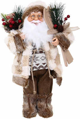 Декорація новорічна Санта 40 см бежево-коричневий лісовий з мішечком Y2502C 40 см