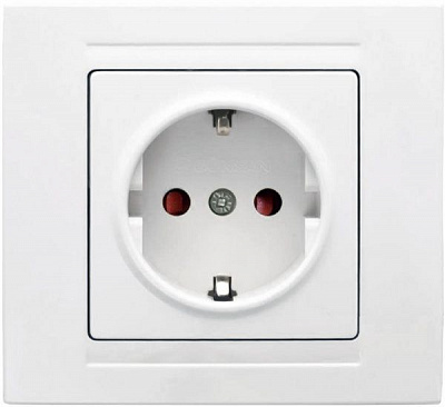 Розетка с заземлением Gunsan Moderna со шторками белый MD 29 11 116