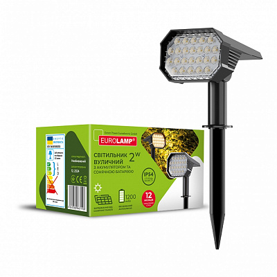 Светильник на солнечной батарее Eurolamp 2 Вт IP54 черный LED-2W/6500K(S3)