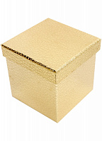 Коробка подарочная квадратная кожа золотая 20.5х20.5см 4110