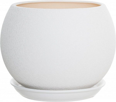 Горщик керамічний Оріана-Запоріжкераміка Куля шовк круглий 9л білий (037-0-088)