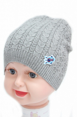 Шапочка детская для мальчиков Kraft+ р.46-48 серый 1413 