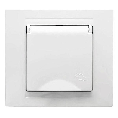 Розетка із заземленням Gunsan Moderna без шторок з кришкою білий