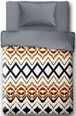 Комплект постільної білизни Yellow Zigzag 1,5 сірий із малюнком Ibodo