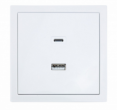 Механизм розетки USB + Type C HausMark Juna IP20 белый