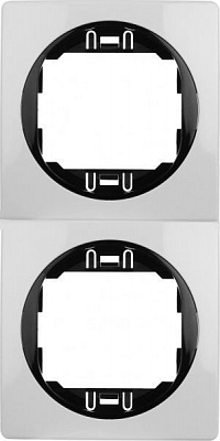 Рамка двухместная Aling-Conel Eon вертикальная белый с черным E6711.0E