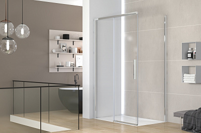 Душевое ограждение EGO PURE 120х80х195 см L/R, прямоугольная раздв., стекло проз 8мм, проф хром алюм