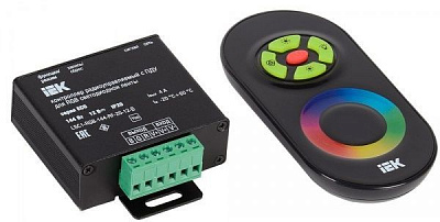 Контроллер + пульт IEK 12 В 144 Вт IP20 LSC1-RGB-144-RF-20-12-B 3 канала