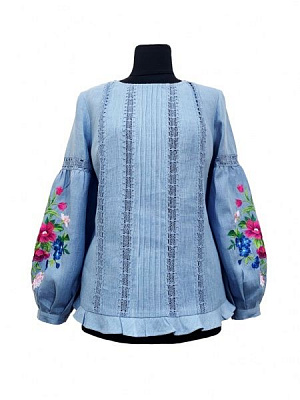 Блуза Галерея льна Светлана р. 44 темно-голубой 9081/44/78 