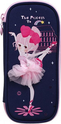 Пенал школьный на молнии Балерина темно-синий