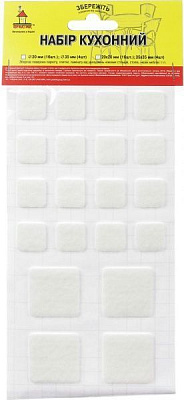 Самоклейка белая войлочная для кухни 20x20 мм 35x35 мм Comfort Textile Group 20 шт