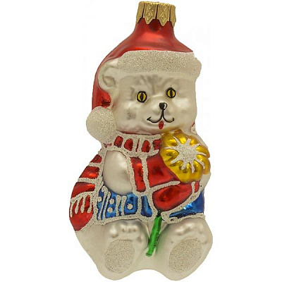 Игрушка новогодняя Мишка Ф-517 серебряная