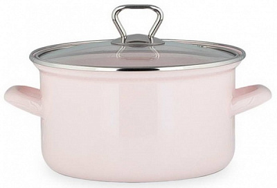 Каструля з кришкою емальована рожева 4,6 л CE22P Biol