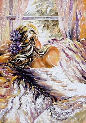 Репродукция Девушка в окне 50x70 см Арт Фемелі 