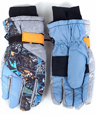 Варежки YO! лыжные детские р.14 серо-голубой 