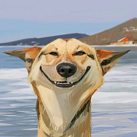Репродукція Собака-посміхака 35x35 см Арт Фемелі 