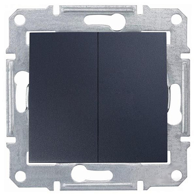 Вимикач двоклавішний Schneider Electric Sedna без підсвітки 10 А 250В IP20 графіт