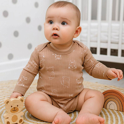 Боді дитяче унісекс Blanka Тваринки р.74-80 бежевий 110840