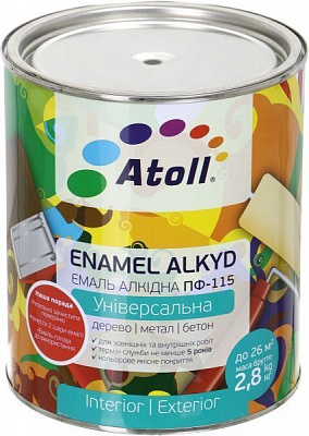 Емаль Atoll алкідна ПФ-115 чорний глянець 2,6кг