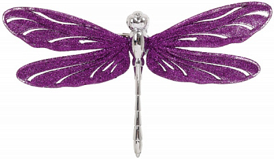 Украшение новогоднее Стрекоза маленькая 14х8,5 фиолетовый
