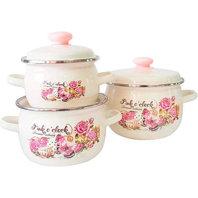 Набор кастрюль Время розового 6 предметов Idilia