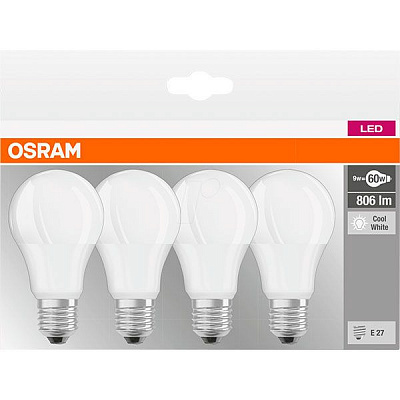 Лампа LED Osram A60 9 Вт E27 4000K 4 шт