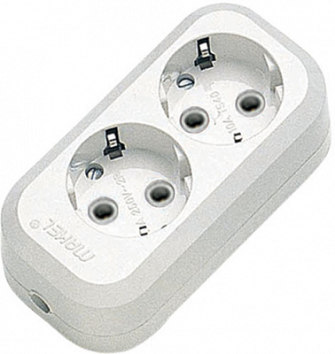 Колодка Makel с заземлением 2 гн. белый MGP111 