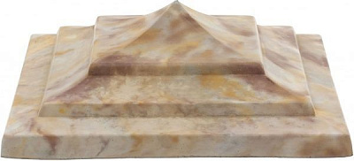 Крышка на столб Пагода с покрытием 400x400x140 мм янтарный камень Вилес 