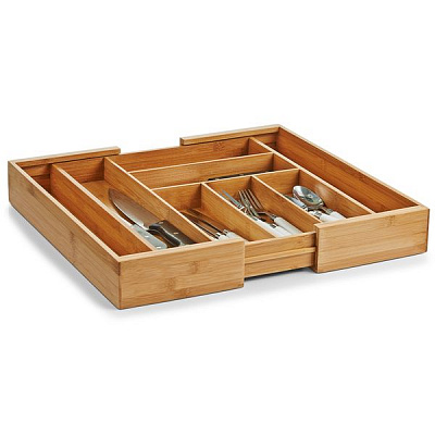 Лоток для столовых приборов раздвижной 35-58x43x6,5 смбамбук Zeller