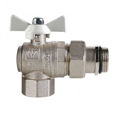 Кран кульовий Valtec BASE кутовий з напівзгоном та додатковим ущільнювачем VT.228.NRW.05