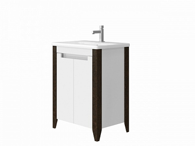 Тумба напольная ЮВЕНТА Queen - 65 белая с умывальником Soft-65