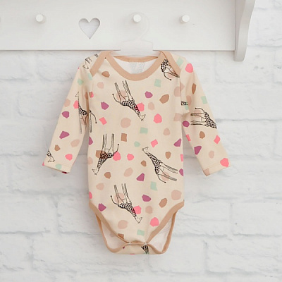 Боди детское для девочки Blanka Жирафы р.74 бежевый 110259 