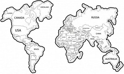 Картина Карта мира белая 80x140 см 